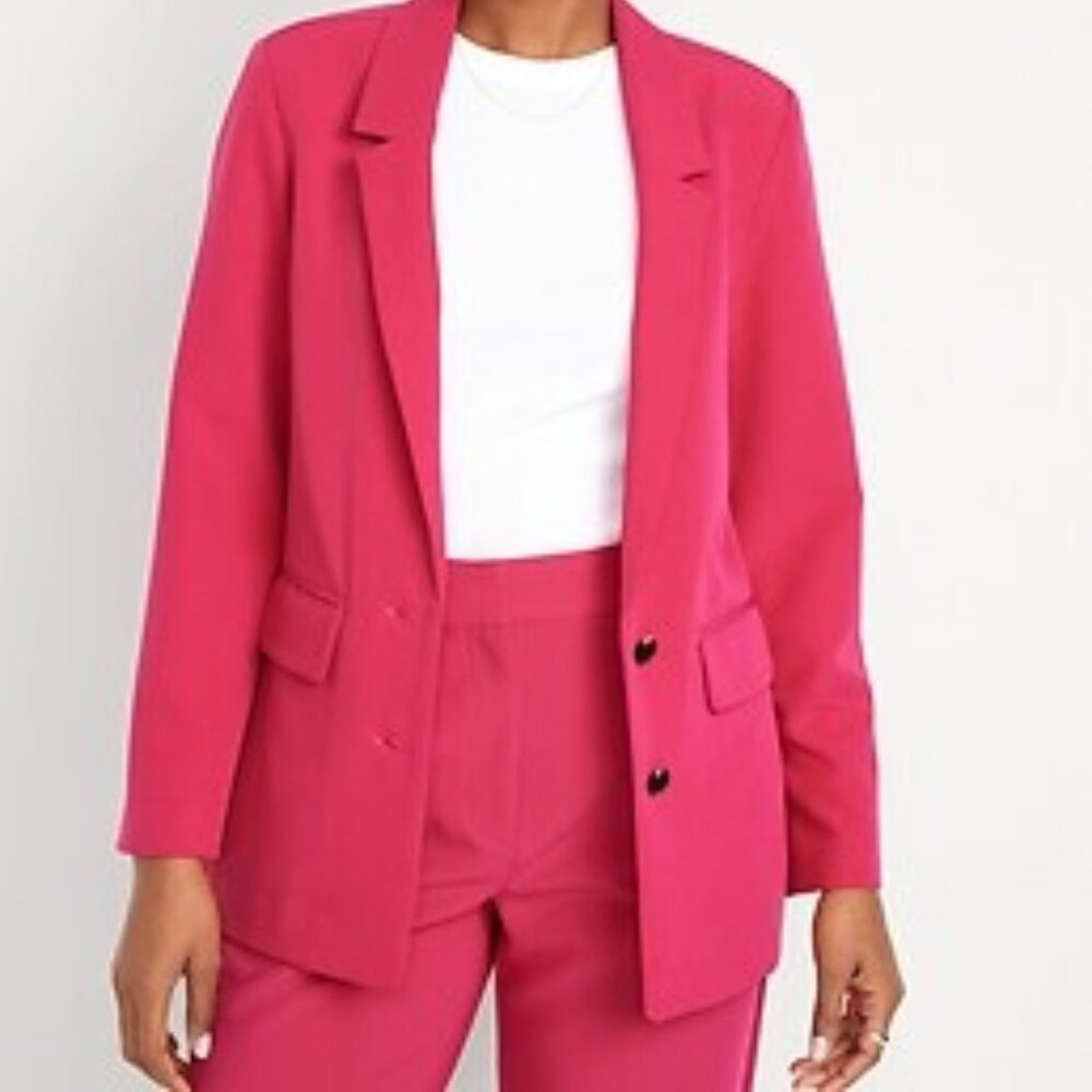 💙 Old Navy Taylor Relaxed Suit Blazer in Pink (Berry Fine) – Size L